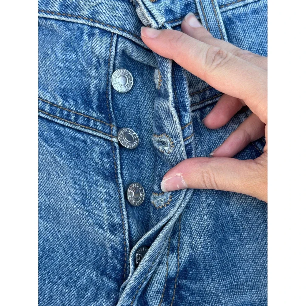 RE/DONE Originals Medium Stone Wash Denim Cutoff Bermuda Shorts Size 24 USA Made